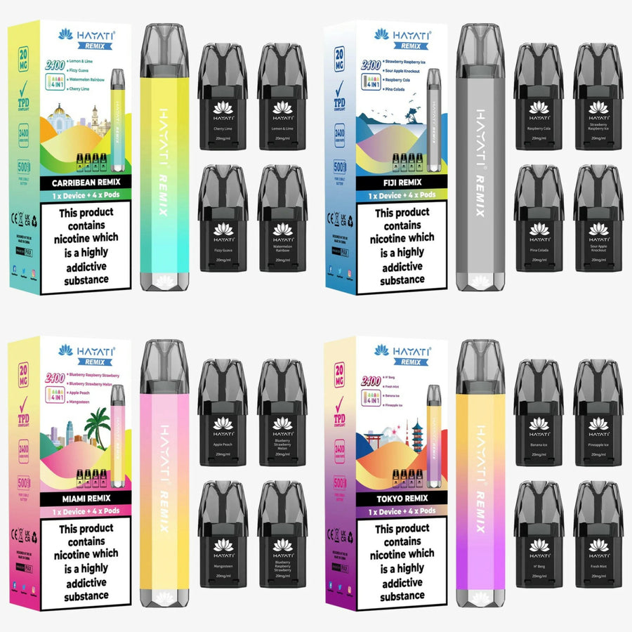 HAYATI REMIX 4 IN 1 2400 PREFILLED DISPOSABLE POD KIT 20MG (Box of 5) 10000 puffs disposable vape UK -