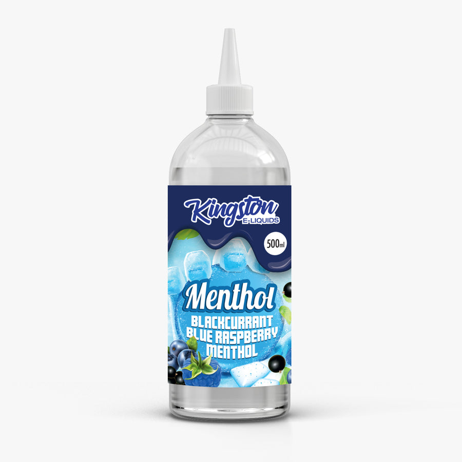 Kingston 500ml Menthol E-Liquid Shortfill – Blackcurrant Blue Raspberry Menthol e-liquid UK - VaperzHub