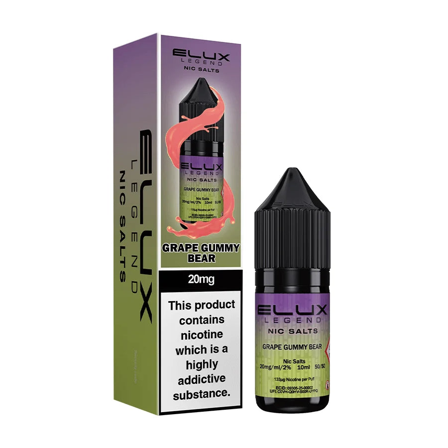 Elux Legend Nic Salt — Grape Gummy Bear 10ml | 10mg/20mg | Box of 10