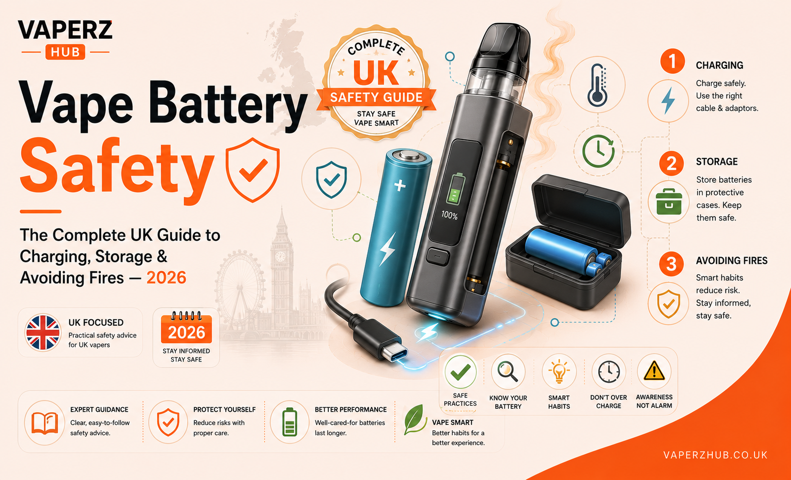 Vape Battery Safety: The Complete UK Guide to Charging, Storage & Avoiding Fires (2026)
