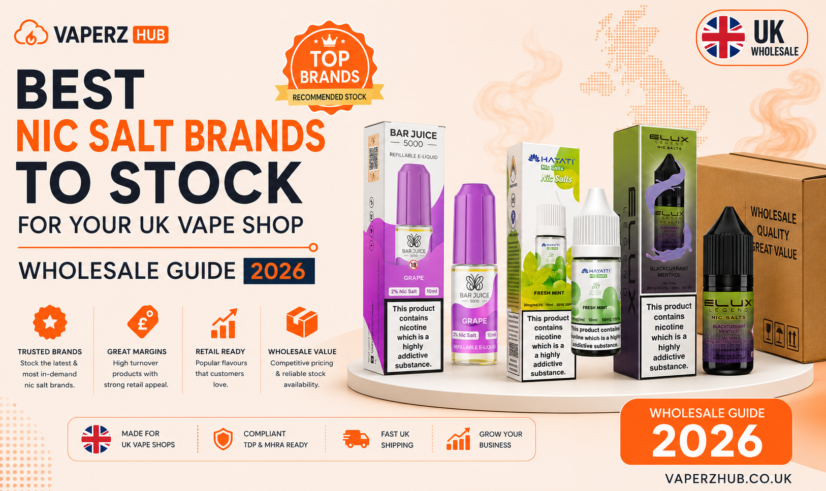 Best Nic Salt Brands to Stock for Your UK Vape Shop: Wholesale Guide 2026
