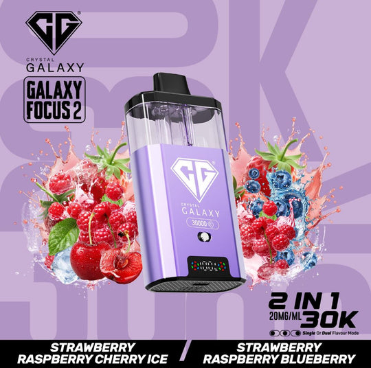 Crystal Galaxy Focus 2 30k Vape Kit Strawberry Raspberry Cherry Ice / Strawberry Raspberry Blueberry (Box of 5) disposable vape