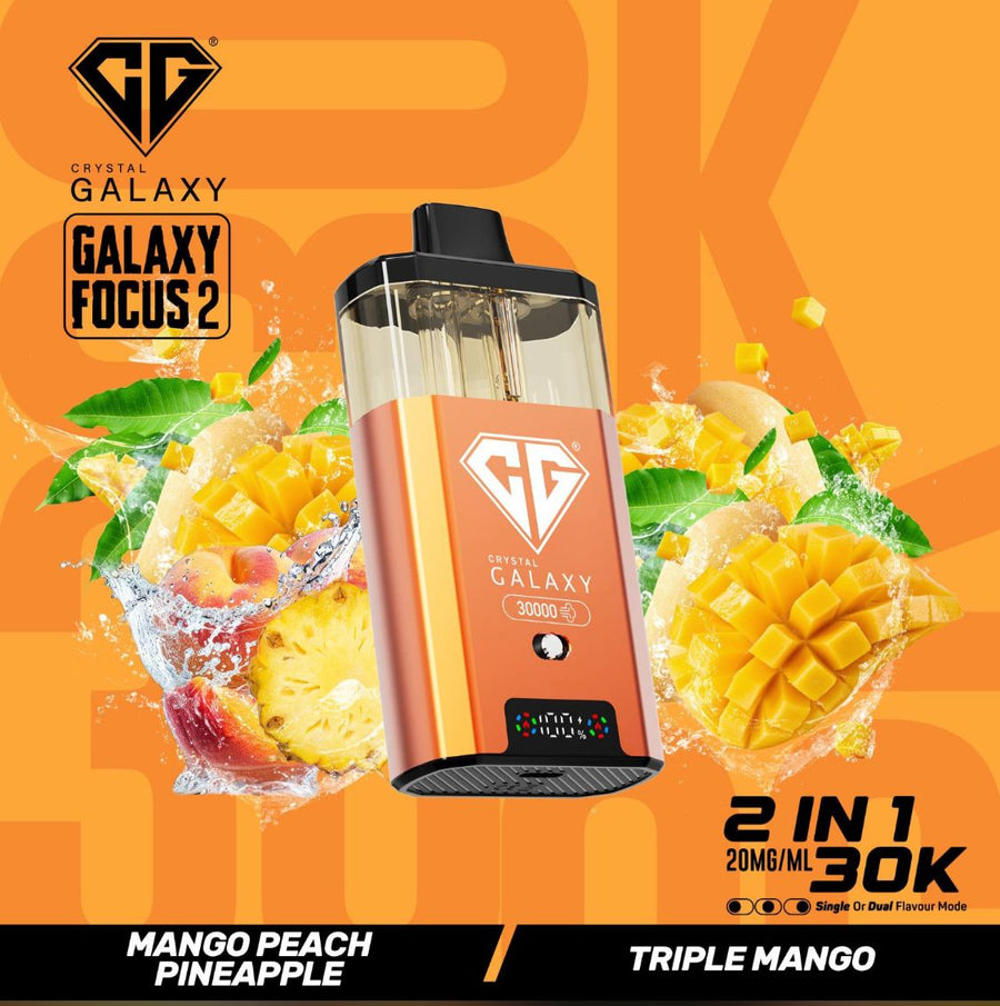 Crystal Galaxy Focus 2 30k Vape Kit Mango Peach Pineapple / Triple Mango (Box of 5) disposable vape UK -
