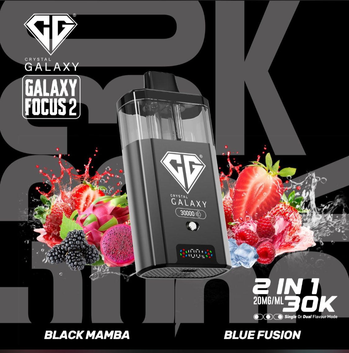 Crystal Galaxy Focus 2 30k Vape Kit Black Mamba / Blue Fusion (Box of 5)