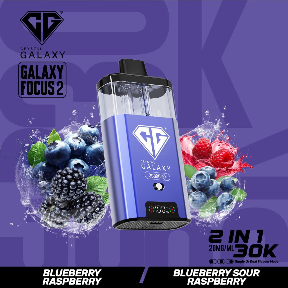 Crystal Galaxy Focus 2 30k Vape Kit Blueberry Raspberry / Blueberry Sour Raspberry (Box of 5)