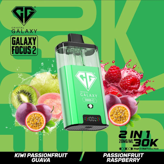 Crystal Galaxy Focus 2 30k Vape Kit Kiwi Passionfruit Guava / Passionfruit Raspberry (Box of 5) disposable vape UK -