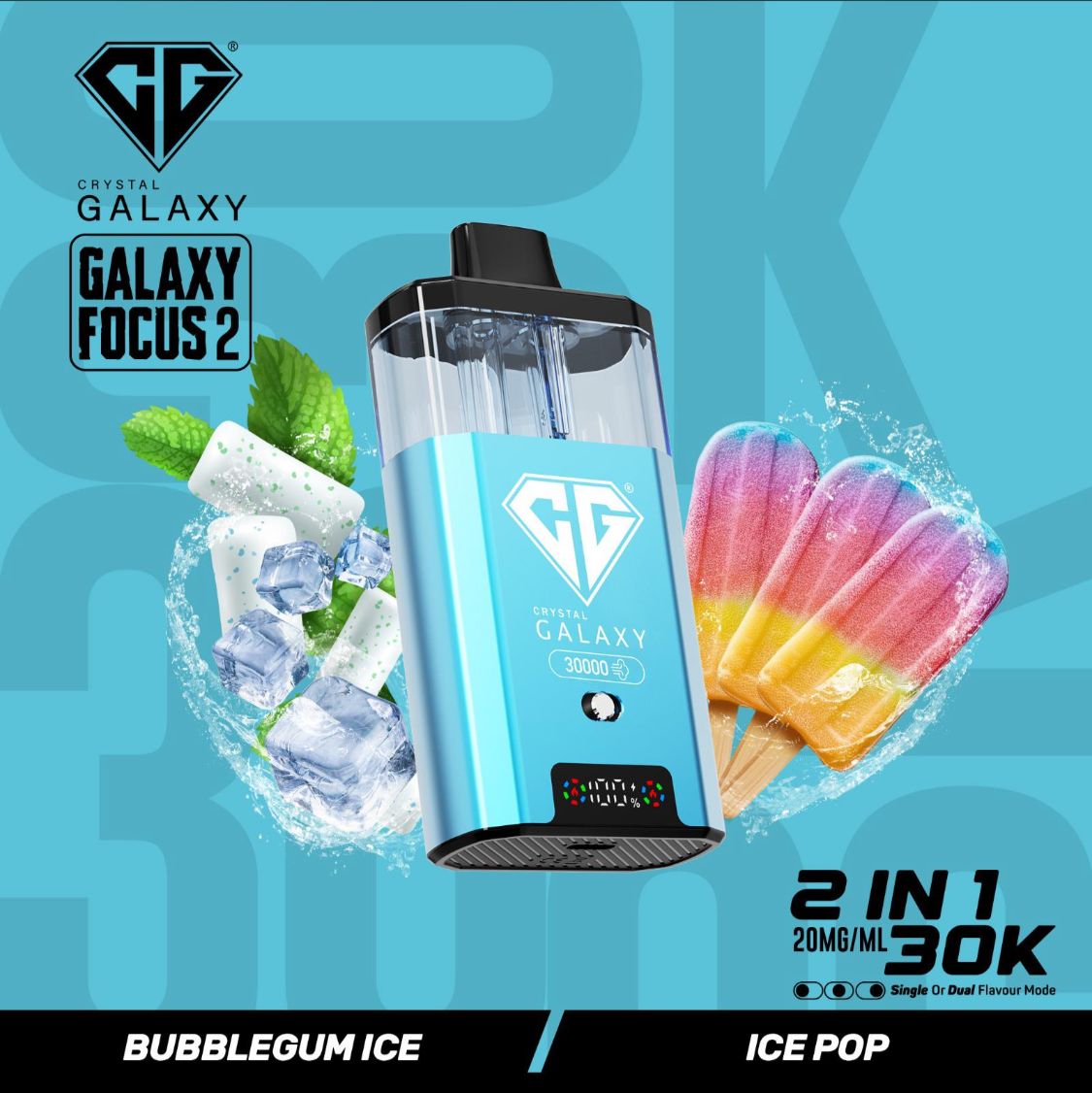 Crystal Galaxy Focus 2 30k Vape Kit Bubblegum Ice / Ice Pop (Box of 5)