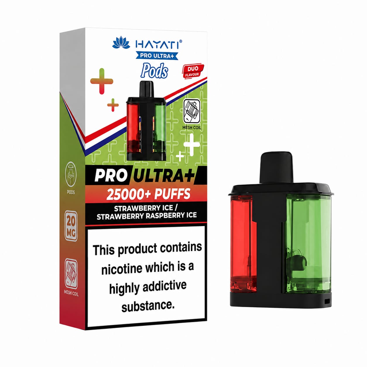Hayati Pro Ultra Plus 25K Prefilled Pods Strawberry Ice / Strawberry Raspberry Ice (Box of 5)