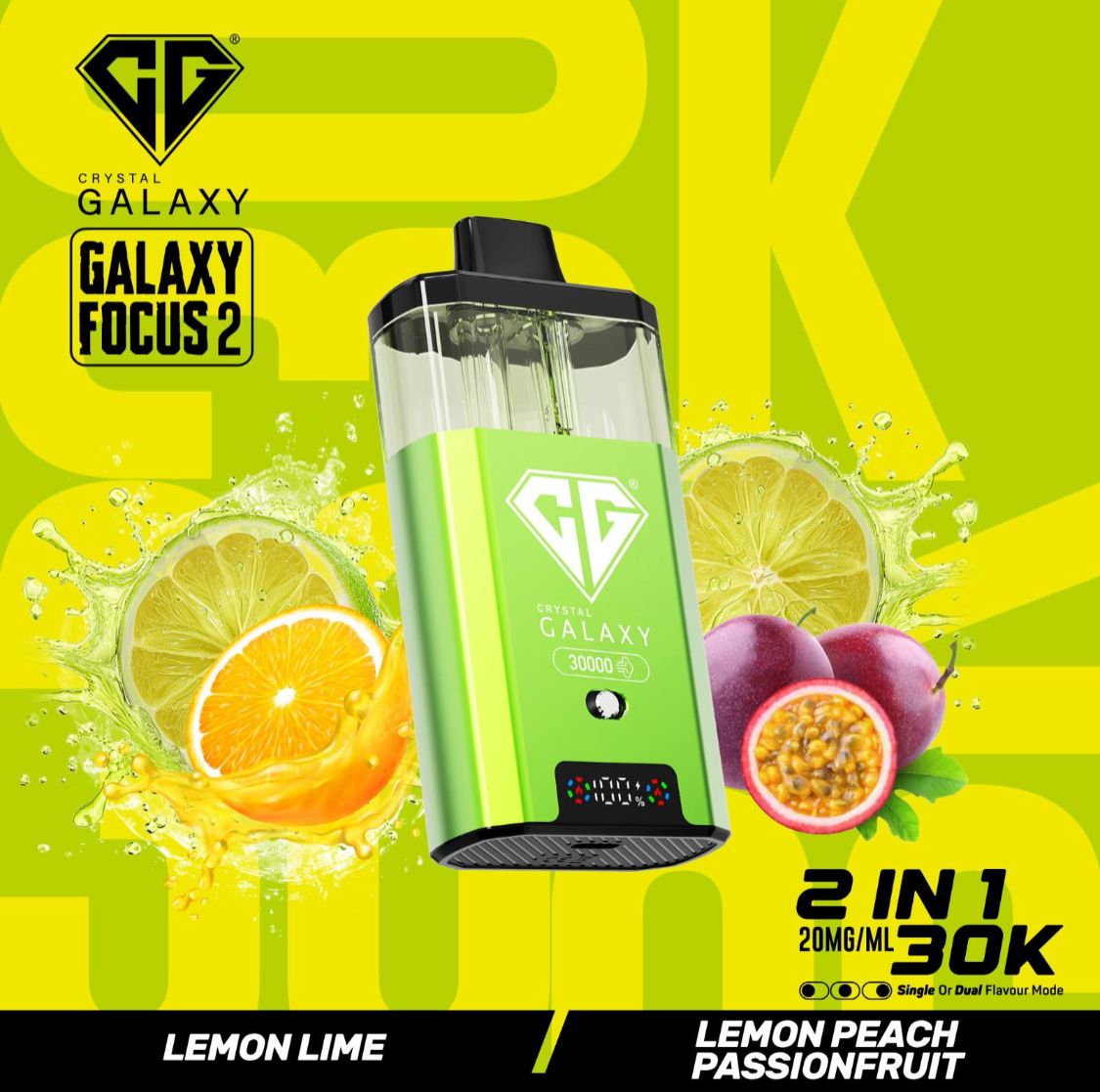 Crystal Galaxy Focus 2 30k Vape Kit Lemon Lime / Lemon Peach Passion Fruit (Box of 5)