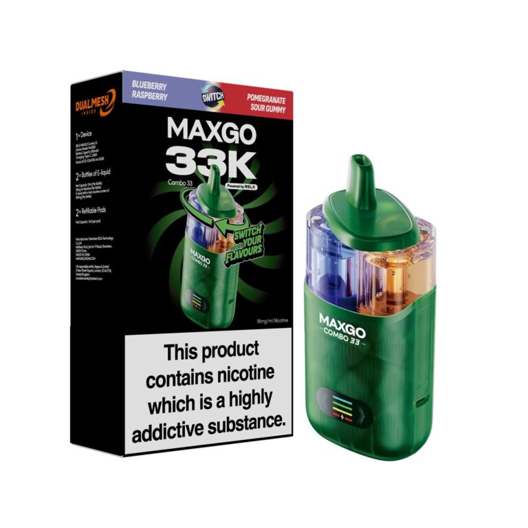 RELX Maxgo Combo 33K Disposable Vape Kit (Box of 5) Nicotine Salt E-Liquids Wholesale, Eco-Friendly Vape Kits Wholesale, CBD Disposable Vapes Wholesale, Bar Salts E-Liquid Wholesale, Dual-Use Vaporizers Wholesale
