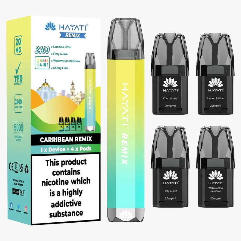 HAYATI REMIX 4 IN 1 2400 PREFILLED DISPOSABLE POD KIT 20MG (Box of 5)