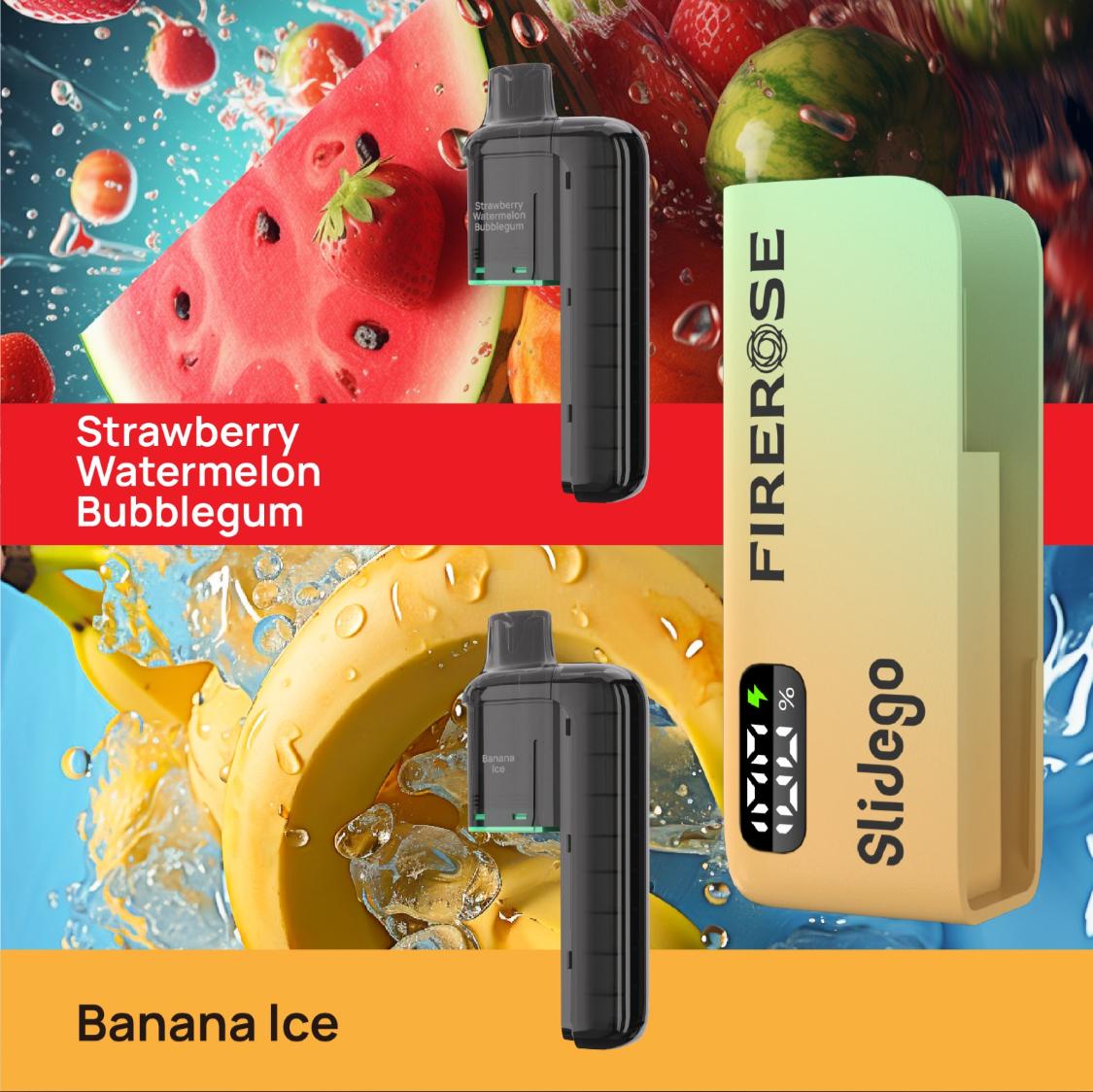 Firerose Slidgo Pod Kit strawberry watermelon bubblegum/banana ice
