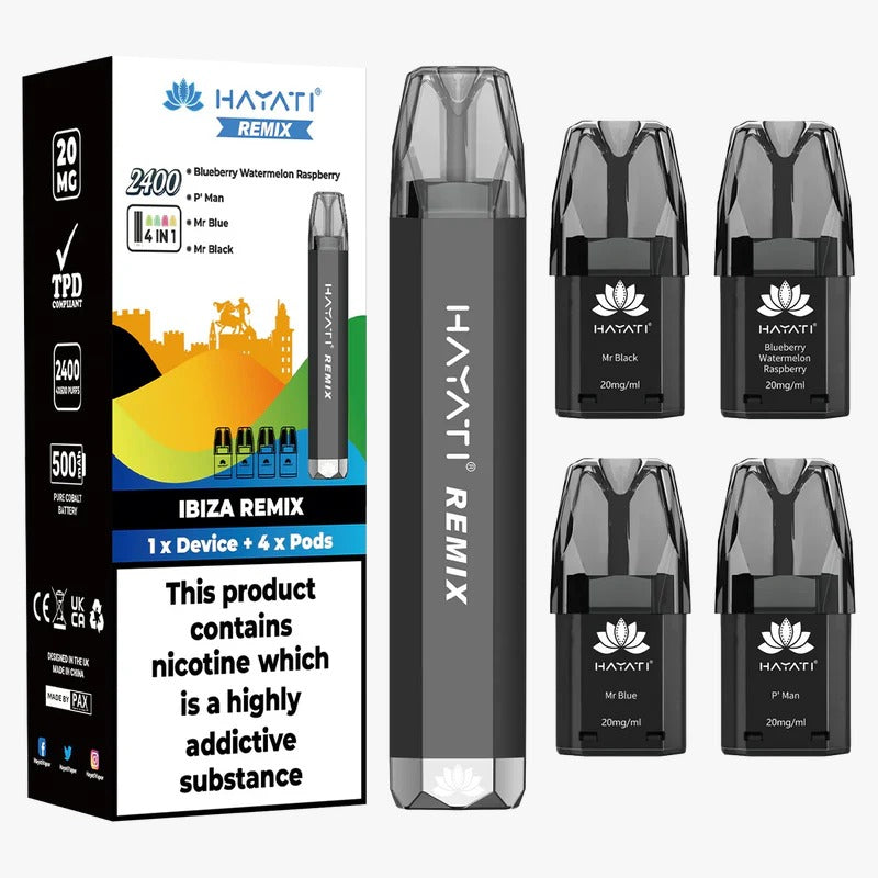 HAYATI REMIX 4 IN 1 2400 PREFILLED DISPOSABLE POD KIT 20MG (Box of 5)