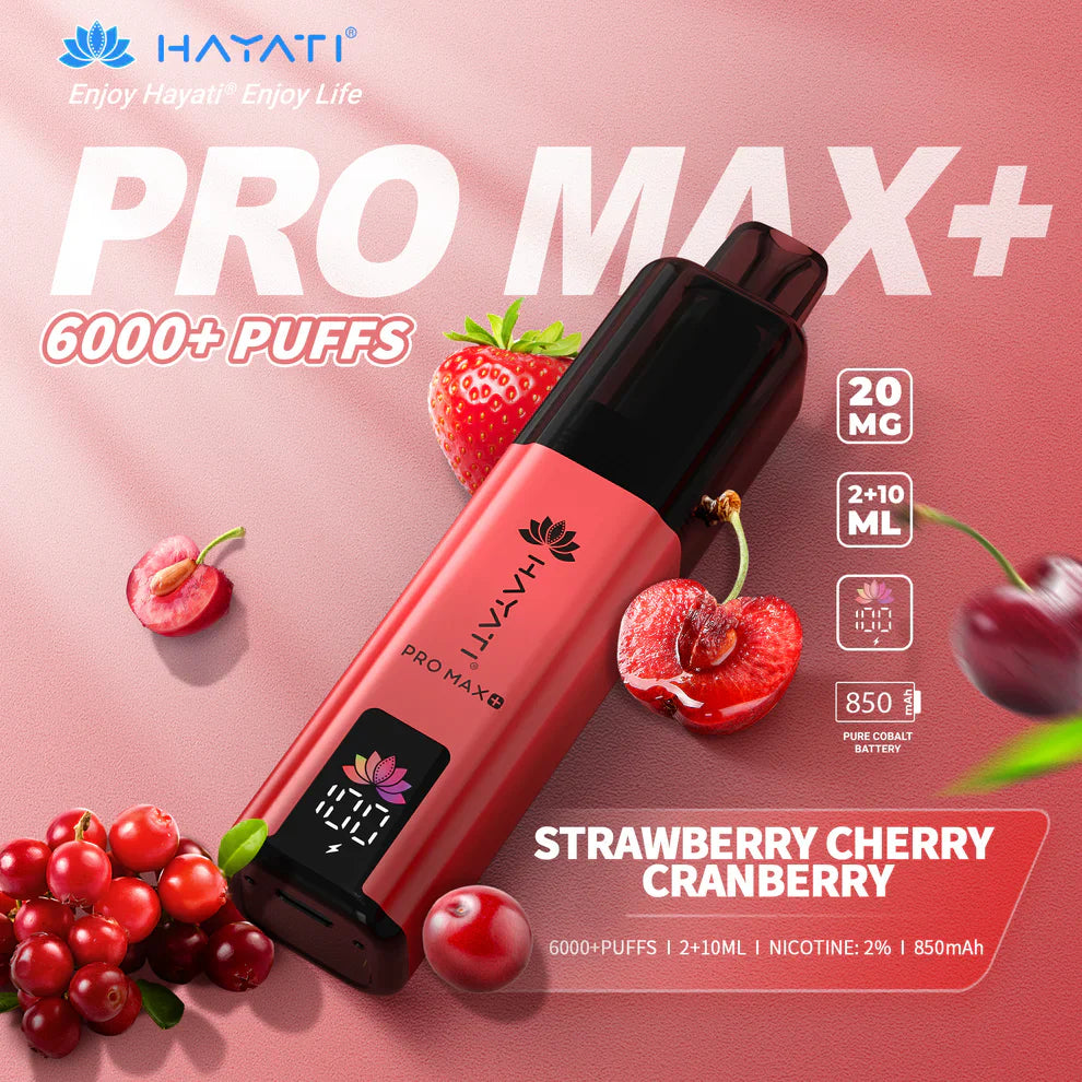 Strawberry Cherry Cramberry Hayati Pro Max Plus 6000 Puffs Disposable Vape