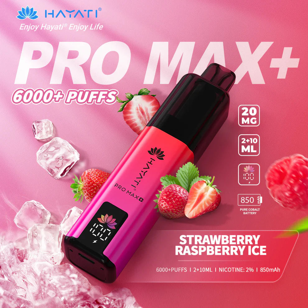 Strawberry Raspberry Ice Hayati Pro Max Plus 6000 Puffs Disposable Vape