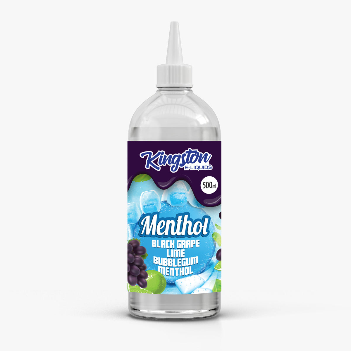 Kingston 500ml Menthol E-Liquid Shortfill - Black Grape Lime and Bubblegum