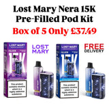 Lost Mary Nera 15K Prefilled Pod Kit – Box of 5 – Fullview Rechargeable Vape Device pod kit UK -