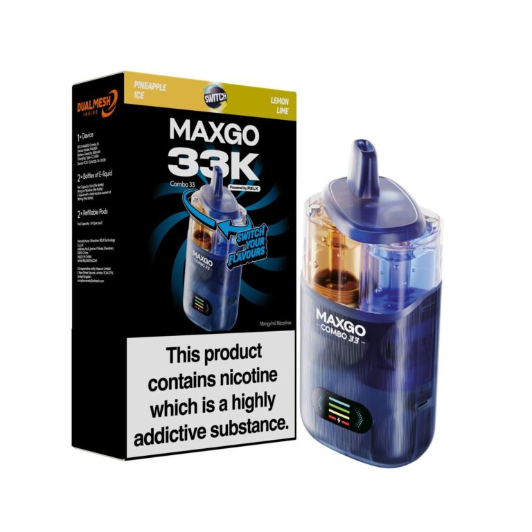 RELX Maxgo Combo 33K Disposable Vape Kit (Box of 5) Nicotine Salt E-Liquids Wholesale, Eco-Friendly Vape Kits Wholesale, CBD Disposable Vapes Wholesale, Bar Salts E-Liquid Wholesale, Dual-Use Vaporizers Wholesale