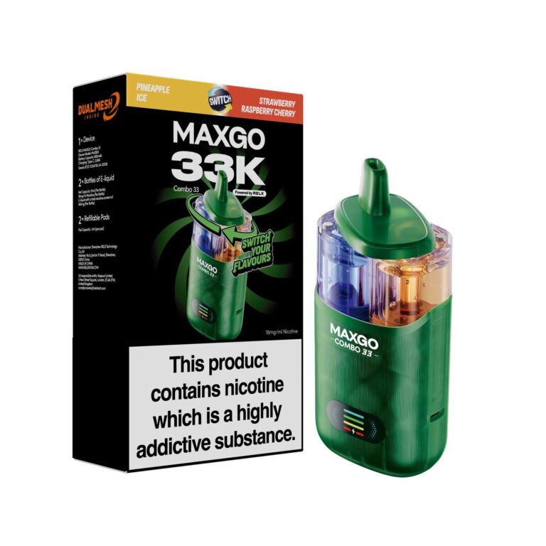 RELX Maxgo Combo 33K Disposable Vape Kit (Box of 5) Nicotine Salt E-Liquids Wholesale, Eco-Friendly Vape Kits Wholesale, CBD Disposable Vapes Wholesale, Bar Salts E-Liquid Wholesale, Dual-Use Vaporizers Wholesale