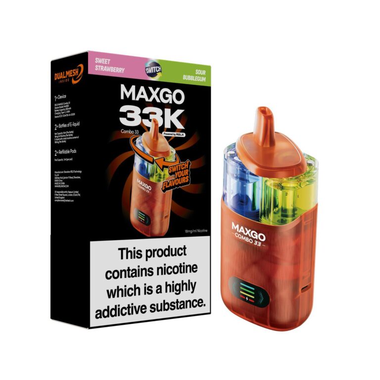 RELX Maxgo Combo 33K Disposable Vape Kit (Box of 5) Nicotine Salt E-Liquids Wholesale, Eco-Friendly Vape Kits Wholesale, CBD Disposable Vapes Wholesale, Bar Salts E-Liquid Wholesale, Dual-Use Vaporizers Wholesale