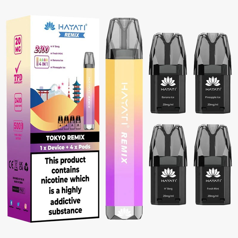 HAYATI REMIX 4 IN 1 2400 PREFILLED DISPOSABLE POD KIT 20MG (Box of 5)