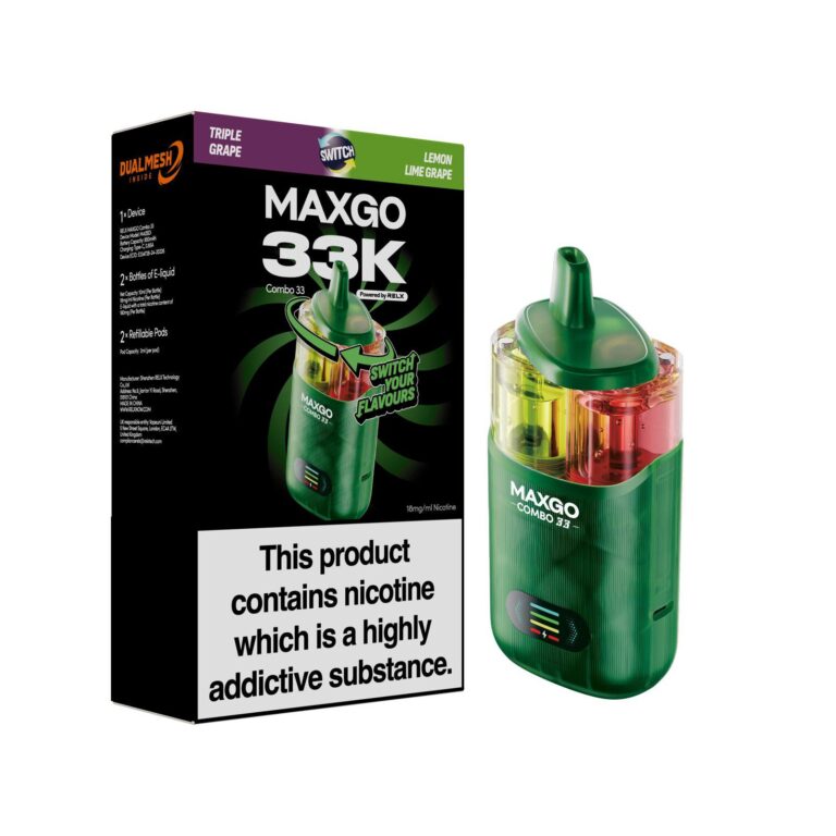RELX Maxgo Combo 33K Disposable Vape Kit (Box of 5) Nicotine Salt E-Liquids Wholesale, Eco-Friendly Vape Kits Wholesale, CBD Disposable Vapes Wholesale, Bar Salts E-Liquid Wholesale, Dual-Use Vaporizers Wholesale