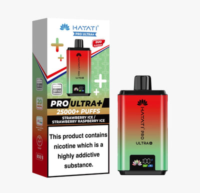 Hayati Pro Ultra Plus 25K Prefilled Pod Kit – Strawberry Ice / Strawberry Raspberry Ice (Box of 5)