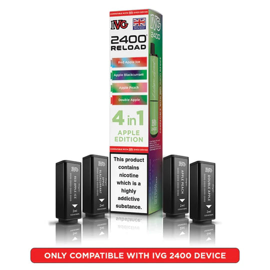 IVG 2400 Reload 4in1 Pre-filled Vape Pods (Box of 10) TPD compliant disposable vape buy online UK VaperzHub 41
