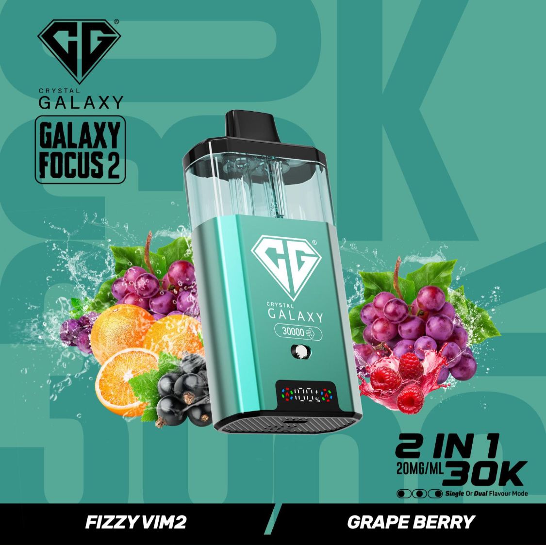 Crystal Galaxy Focus 2 30k Vape Kit Fizzy Vim2 / Grape Berry (Box of 5)