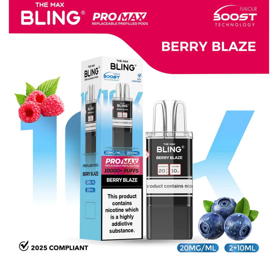 The Bling 10k Pro Max Replacement Pods (Box of 5) TPD compliant vape pod buy online UK VaperzHub 15