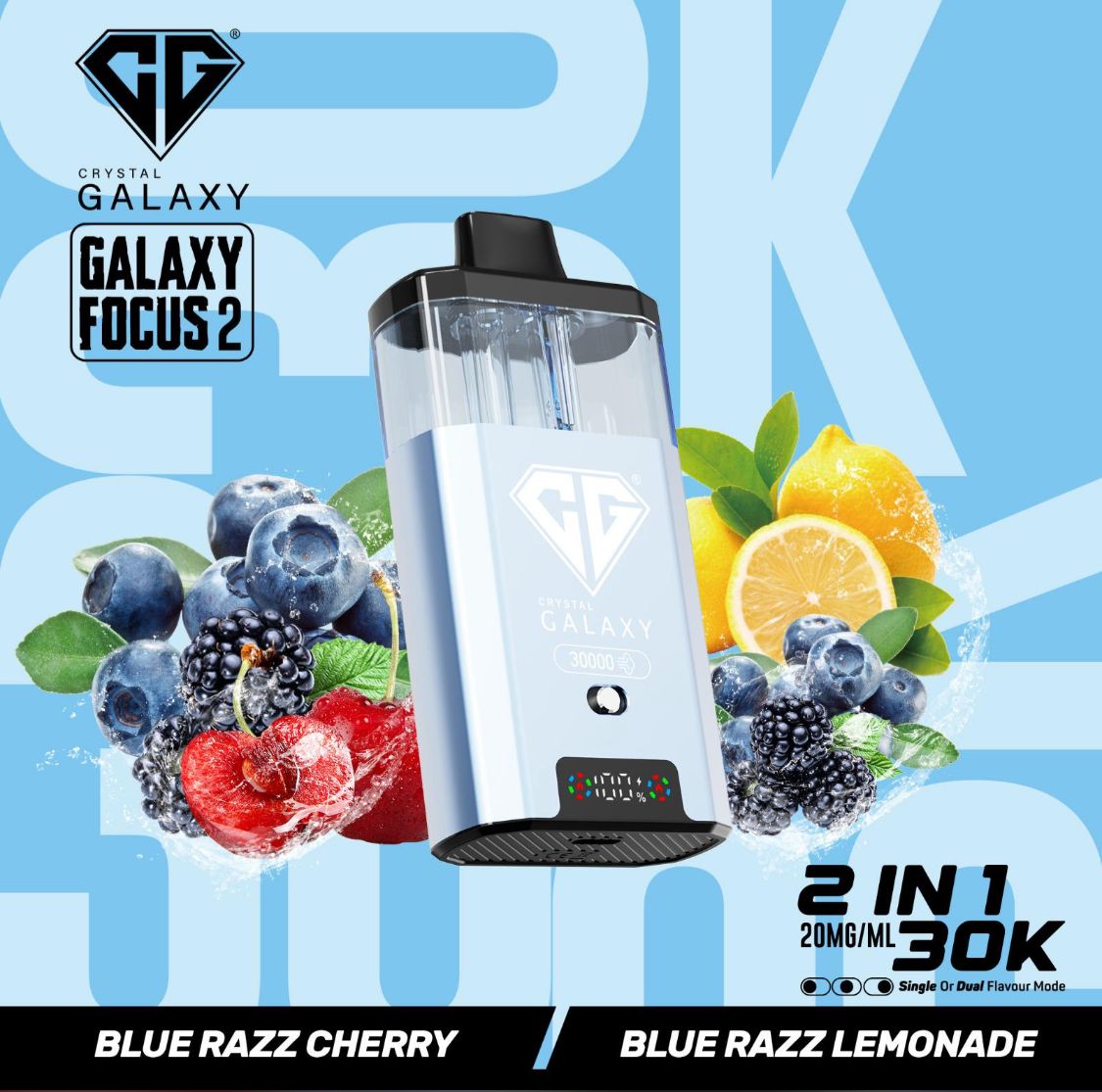 Crystal Galaxy Focus 2 30k Vape Kit Blue Razz Cherry / Blue Razz Lemonade (Box of 5)