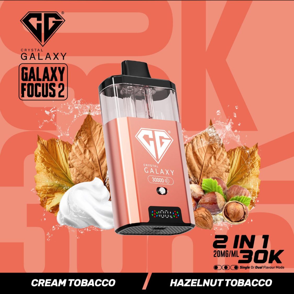 Crystal Galaxy Focus 2 30k Vape Kit Cream Tobacco / Hazelnut Tobacco (Box of 5)