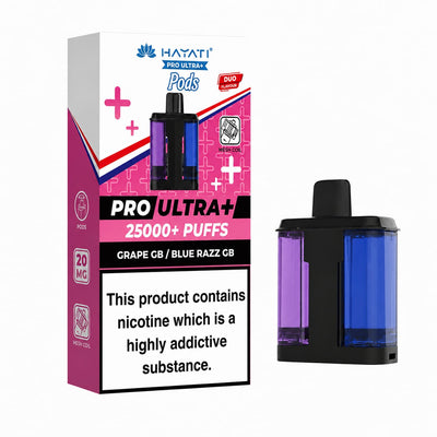 Hayati Pro Ultra Plus 25K Prefilled Pods – Grape GB / Blue Razz GB (Box of 5)