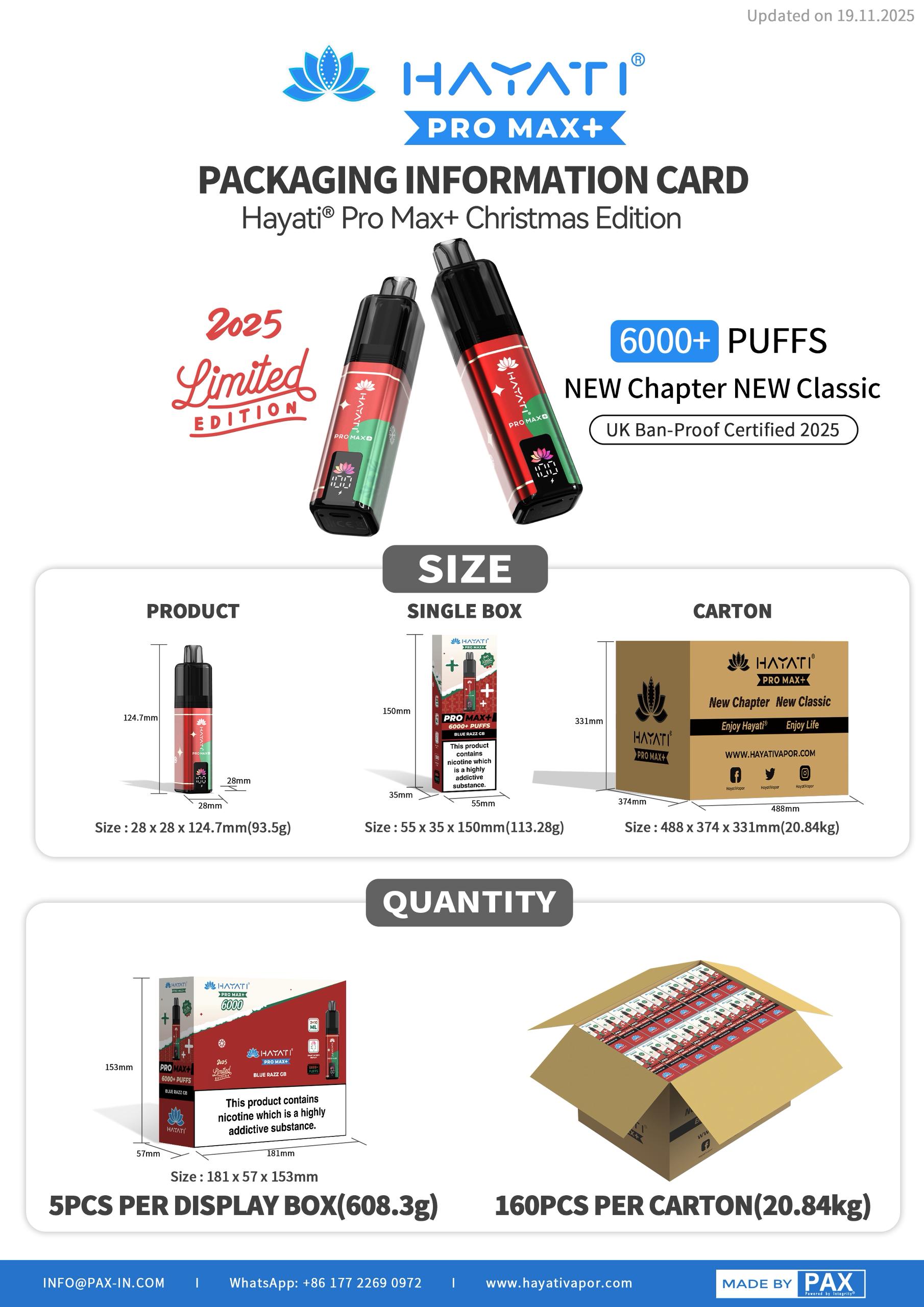 hayati pro max 600 christmas edition packaging info