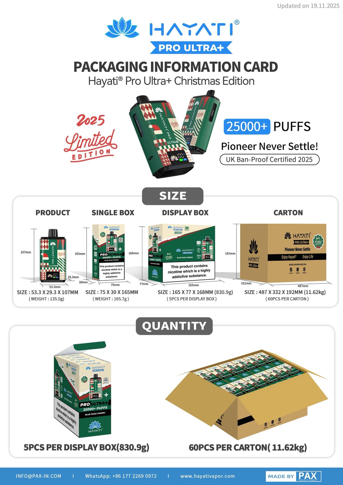 Hayati Pro ULtra+ 25000 Christmas Edition UK — VaperzHub – Vaperz Hub