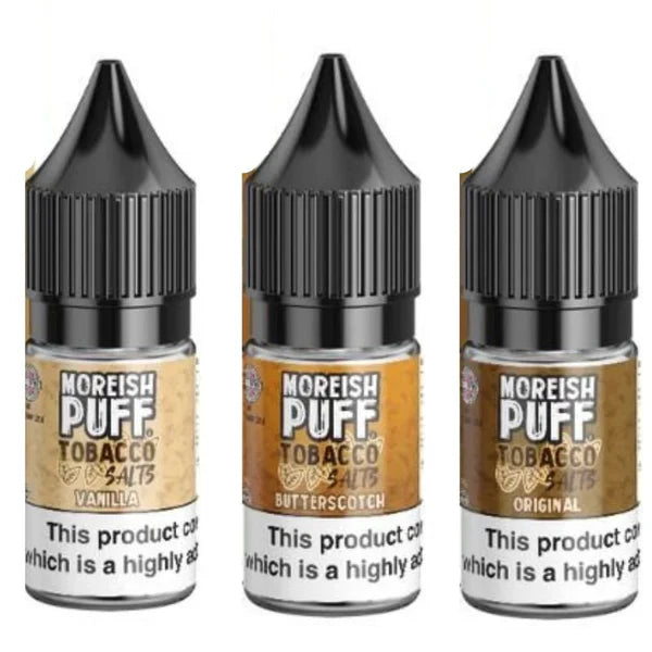 Pack of 10 Moreish Puff Tobacco 10ml Nic Salt e-liquid UK - VaperzHub