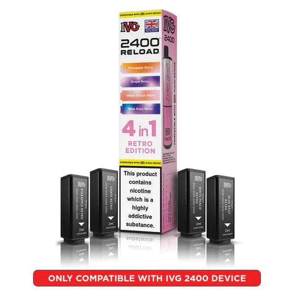 IVG 2400 Reload 4in1 Prefilled Pods, IVG 2400 Reload 4in1 Pods Box of 10, IVG 2400 Reload 4in1 Wholesale UK, IVG 2400 Reload 4in1 Flavours, IVG 2400 Reload 4in1 Refill Pods, IVG 2400 Reload 4in1 Compatible Devices, IVG 2400 Reload 4in1 Nicotine Strength