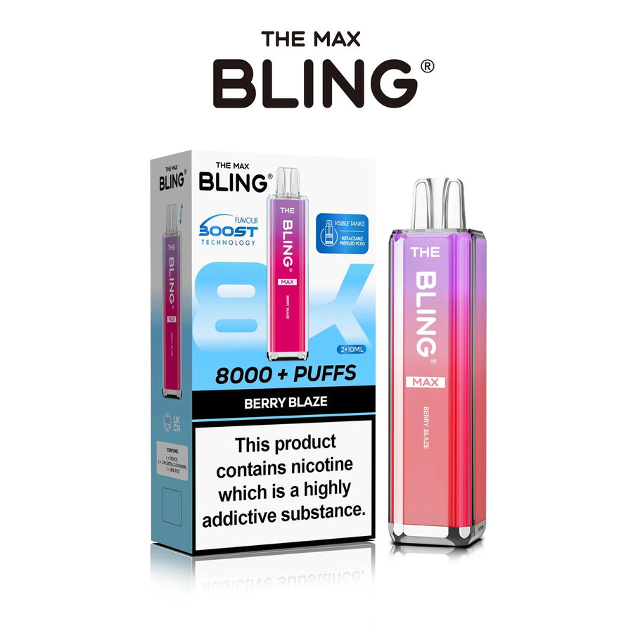 The Crystal Bling Max 8000 Prefilled Vape Kit (Box of 5) TPD compliant disposable vape buy online UK VaperzHub 7
